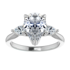 Anillo de Compromiso de Oro de 9k/10k/12k/14k/18k con Tres Diamantes Cultivados en Laboratorio con Corte Pera, Calidad VS1, Estilo Elegante, Certificado IGI, para Mujer - Product Image 1
