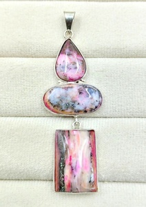 Natural Pink <b>Opal</b> Multi Stone Handmade 925 Sterling Silver Gold Plated Women's Party <b>Pendant</b> | Pear Oval Rectangle Cabochon - Product Image 4