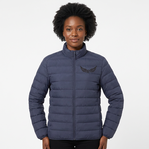 Men's Navy Blue <b>Jacket</b> Stand Collar Zipper Front Embroidery Logo Windproof Casual <b>Winter</b> Wear - Product Image 3