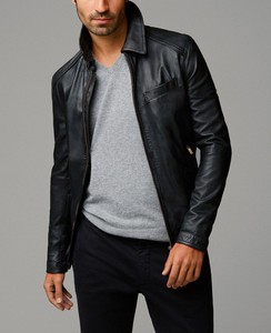 Stylish winter wear genuine <b>leather</b> <b>jacket</b> with zip closure and soft inner lining for comfort <b>men</b> <b>leather</b> <b>jacket</b> for <b>men</b> - Product Image 3