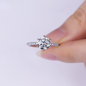 Anillo de Diamante Cultivado en Laboratorio con Corte Brillante Redondo, Color D, Chapado en Oro Blanco de 10K, 14K, 18K, Certificado por IGI y GIA, Joyería de Compromiso para Mujer - Product Image 6