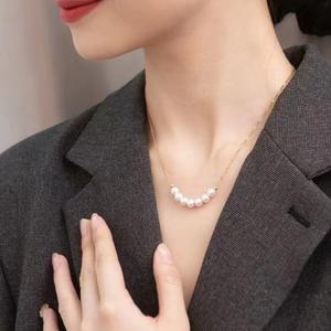 Collier en argent pur S925 avec perle d'eau douce baroque, simple, scintillant, chaîne de clavicule, Y01490, petit collier en perle d'eau douce - Product Image 4