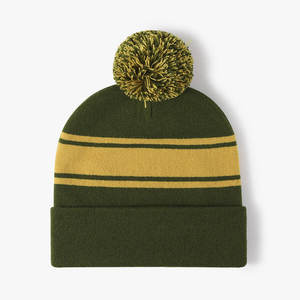 Fabricant de bonnets personnalisés, bonnets en tricot jacquard brodés avec pompon, bonnet d'hiver pour hommes, équipe sportive - Product Image 3