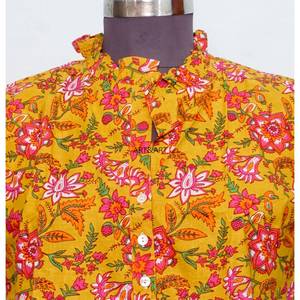 เสื้อผู้หญิงแขนกลาง ลายพิมพ์ลำลอง ผ้าฝ้ายทอ สไตล์วินเทจ ลายดอกไม้ สำหรับงานปาร์ตี้ริมชายหาด ขายส่งสำหรับฤดูร้อน - Product Image 3