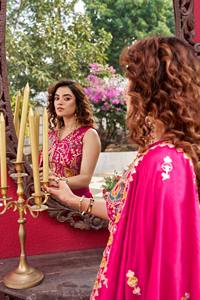 Ensemble Lehenga Choli en soie Vichitra pour femmes – Broderie lourde à cordonnet et sequins, tenue de mariage avec dupatta - Product Image 3