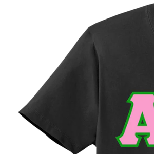 T-shirt brodé avec 3 lettres grecques AKA, en coton noir, col rond, manches courtes, doux, respirant, décontracté, unisexe, pour tous les jours - Product Image 5