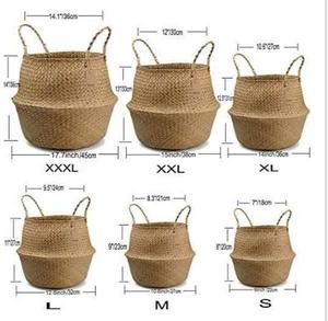 Wholesale Handmade Natural Seagrass Modern Circle <b>Foldable</b> Woven Storage <b>Basket</b> with Handles for Home Decor OEM ODM - Product Image 6