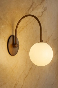 Handmade Brass Globe <b>Wall</b> <b>Sconce</b> | Mid-Century Bedside <b>Light</b> KULSOOM - Product Image 2