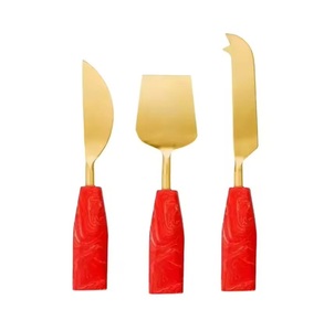 Exclusive Gold <b>Cheese</b> Knife <b>Set</b> with White Handle Premium Stainless Steel Perfect for Charcuterie Party and Kitchen Use - Product Image 3