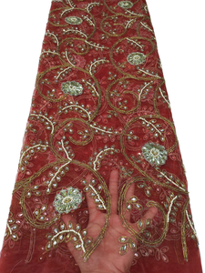 ผ้าลูกไม้แฟชั่นคุณภาพเยี่ยม ดีไซน์ล่าสุด ประดับด้วยงานปักลายดอกไม้ ตกแต่งด้วยคริสตัล เหมาะสำหรับงานปาร์ตี้ ผลิตจากโพลีเอสเตอร์/คอตตอน ป้องกันไฟฟ้าสถิต - Product Image 2