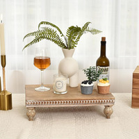 Riser en bois pour affichage décoratif rustique Shabby Chic plateau piédestal support pour comptoir de cuisine salle à manger bois perlé Design