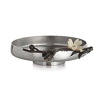 <b>Silver</b> Floral Decorative Bowl with Metal Flower Branch Design Modern Centerpiece Bowl for <b>Coffee</b> <b>Table</b> Dining <b>Table</b> Home Decor - Product Image 2