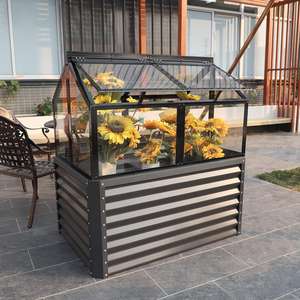 Outdoor Kit <b>Set</b> Raised Planter Bed Aluminium Metal Galvanized Greenhouse With Roof Home Backyard Courtyard <b>Garden</b> Supplies Item - Product Image 3