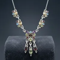 Pendentif en argent sterling 925 avec pierre précieuse améthyste, collier multicolore fait main, bijoux élégants de style bohème, vente en gros