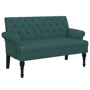 Banc en tissu polyester vert foncé à 100 %, en bois de caoutchouc massif avec contreplaqué pour meubles de salon - Product Image 2
