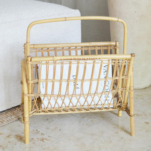 Revistero de madera de ratán, accesorios para muebles de oficina, archivos de lujo, soporte para organización, estantes - Product Image 4