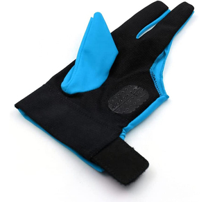 Guante de billar azul de tres dedos, diseño de medio dedo para billar, snooker, deportes, unisex, mano derecha, cierre de gancho y bucle - Product Image 4