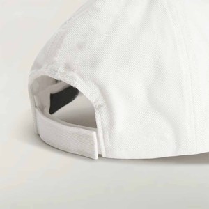 Unisex White Baseball Cap With Black Contrast Trim 6-Panel Fitted Cotton Canvas Casual Hat For Adults - Product Image 6