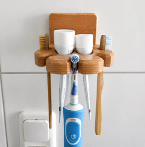 Sustainable Solid Wood Tooth <b>Brush</b> Holder Eco Friendly 6 Hole Multi-functional Bathroom Storage Rack - Product Image 6