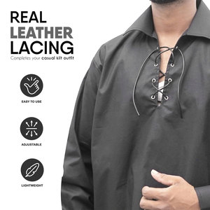 Chemise traditionnelle écossaise Jacobite Ghillie pour homme, personnalisée OEM ODM, à manches longues, à lacets, faite à la main - Product Image 3