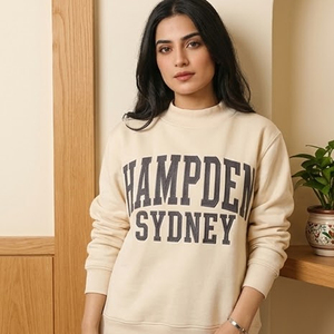Sweat-shirt à col rond pour femme Hampden Sydney, imprimé lettres dorées, en coton tricoté, pour l'automne - Product Image 3