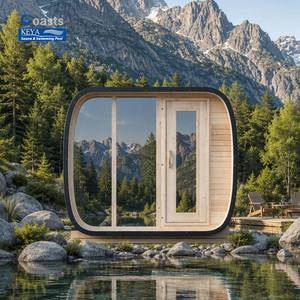 Sauna de thérapie par contraste en cèdre rouge, forme cubique arrondie, CE Smart WiFi 230V DDP France, avec bain de glace et bain froid - Product Image 1