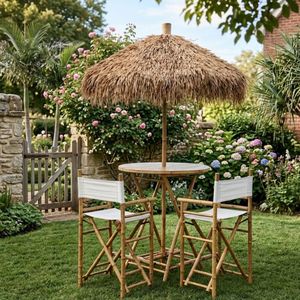 ร่มสนามสานมือจากหญ้าทะเลและไม้ไผ่ สำหรับกลางแจ้ง พร้อมโต๊ะ ป้องกันแสงแดด ผลิตในเวียดนาม - Product Image 5