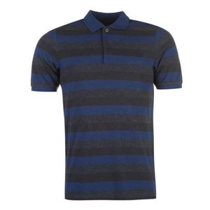 Polo à manches courtes rayé pour homme, coupe classique, tricoté, motif bleu et noir - Product Image 2