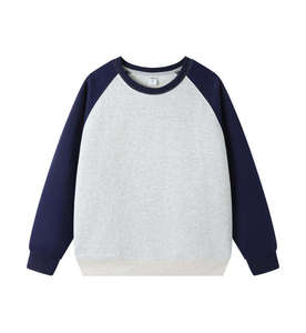 Sweat-shirts unis élégants en gros 330 g/m² à col rond pour garçons, style rétro western, manches raglan, bicolores, pour hommes - Product Image 1