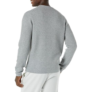 Wholesale Grey Waffle Knit Men <b>Sweater</b> Classic Crewneck <b>Pullover</b> Top Breathable Warm Soft Casual Knitted Men Clothing - Product Image 3