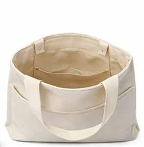 Sac fourre-tout en toile de coton moyen, personnalisable avec logo imprimé, poche, fermeture et poignée d'épaule – Vente en gros - Product Image 3