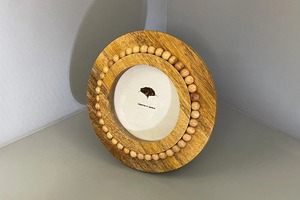 Handmade Natural Wood Round Photo <b>Frame</b> With Beaded Design Rustic Tabletop Decor - Product Image 6