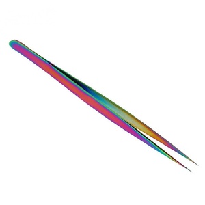 แหนบสแตนเลสสีรุ้ง ปลายเรียบ สำหรับติดขนตาปลอม - Product Image 1