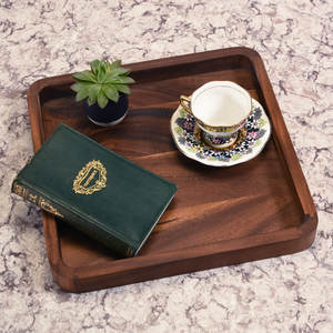 Top Selling Mango Wood Rectangular Serving Tray With Brass Handles For Coffee Table Home Decor Use - Product Image 6