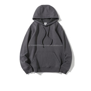 Pull à capuche en coton épais à logo personnalisé sweat à capuche unisexe surdimensionné en polaire uni streetwear pour hommes - Product Image 4