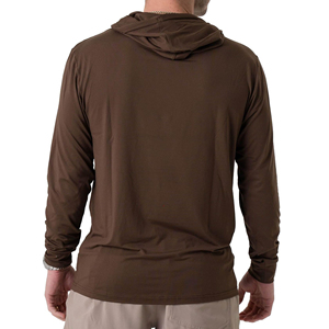 Camiseta de Punto con Capucha para Hombre, Color Marrón, Manga Larga, Corte Regular, Estilo Casual, Color Sólido - Product Image 4