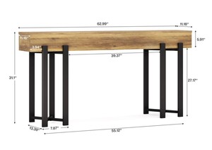 Console moderne rustique en bois avec base en métal, étagère de rangement, meuble d'entrée ou de salon - Product Image 6