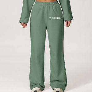 High Quality Hip Hop Style Breathable Lightweight Solid Color Baggy Joggers Custom Printed Logo Wide Bottom <b>Elastic</b> Waist Winter - Product Image 3