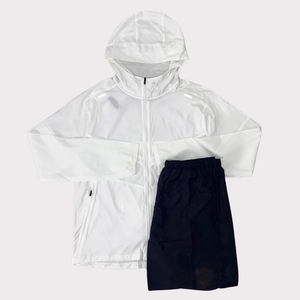 Conjunto Corto de Chaqueta Cortavientos de Dos Piezas con Estampado de Logotipo Personalizado, Chaqueta Cortavientos de Nylon y Poliéster con Cierre y Parches, Estilo Urbano - Product Image 4