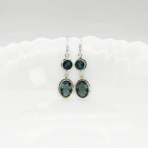 Pendientes Colgantes de Plata Oxidada con Gema de Amatista Púrpura |   Pendientes de Plata de Ley 925 con Amatista Natural para Revendedores - Product Image 1