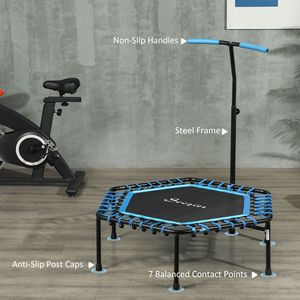 Quiet Blue 45\" Adults <b>Rebounder</b> Trampoline with LED Lights and Adjustable Handle - Product Image 6