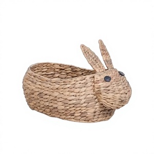 Wholesale Price Eco-Friendly Natural Water Hyacinth Kids Rabbit Shape <b>Laundry</b> <b>Basket</b> Toy Storage Solution for Living Room - Product Image 1