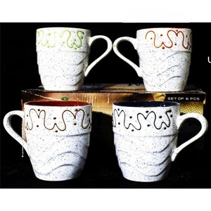 Ensemble de tasses à lait en céramique à motif de pois classiques, fabriqué en Inde - Product Image 2