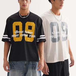 Over sizes design oem blank customized street style t shirt, blank mesh polyester vintage Sports Jersey/ T Shirt - Product Image 1