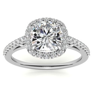 Bague de Fiançailles et de Mariage Solitaire en Moissanite Taille Coussin Certifiée Luxe, en Argent Sterling 925 Plaqué Or, Bague de Promesse - Product Image 3