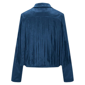 Best Selling Women's Adults Winter Cow Suede <b>Leather</b> Fringe <b>Jackets</b> Stylish Comfortable <b>Long</b> Sleeve Knitted Breathable - Product Image 2