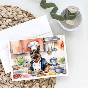 Whimsical A7 Size <b>5x7</b> German Shepherd Chef Blank Note Cards Pack of 8 with <b>Envelopes</b> for Greetings - Product Image 2