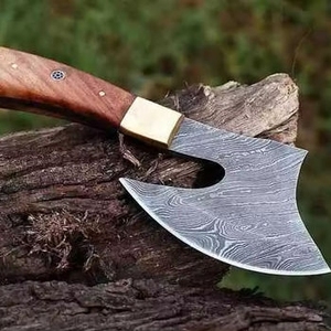 Hacha de Acero de Damasco Hecha a Mano con Mango de Madera de Palisandro para Trabajos en Madera, Personalización ODM/OEM, 1 kg - Product Image 3