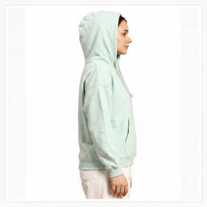 Sudadera con Capucha Casual de Estilo Urbano para Mujer, Personalizable, 100% Algodón, Felpa Francesa, Color Verde Menta, Ropa Casual Femenina - Product Image 3