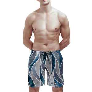 <b>Mens</b> Summer Beach Shorts Quick Dry Swim <b>Trunks</b> Elastic Drawstring Waist Abstract Print Solid Pattern gym shorts for Casual Wear - Product Image 5
